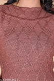 Brown lace knit women's top
