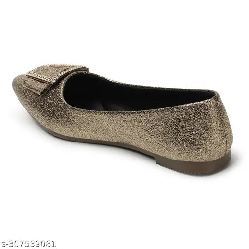 Embellished synthetic leather pointed toe ballerinas for women, intricately adorned, slip-on design in various sizes