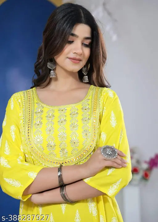 Yellow embroidered kurta, traditional South Asian attire
