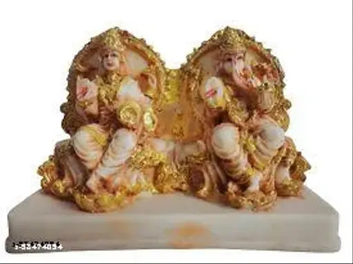 Poly Resin Laxmi Ganesha Statue, 7x6x3 inch home or office decor for puja, Diwali, and gift items