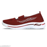 Maroon textile slip-on sneakers, lightweight & breathable, daily wear, home washable with exclusive designs