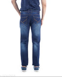 Elegant polycotton solid jeans for men, denim tapered design offering comfort and bold style. Size 30 (waist 30in, length 40in). Made in India