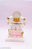 Marble Ganesh idol, Beautiful Lord kamal Ganesh for home decor, 4"L x 7"H x 3"B, Indian artistry by ASHA ART