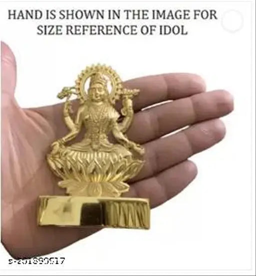 Brass Shri Laxmi Mata Idol for Diwali Puja, 7" x 11" x 1.5", Indian Ganesh Laxmi Murti for temple or puja table