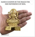 Brass Shri Laxmi Mata Idol for Diwali Puja, 7" x 11" x 1.5", Indian Ganesh Laxmi Murti for temple or puja table