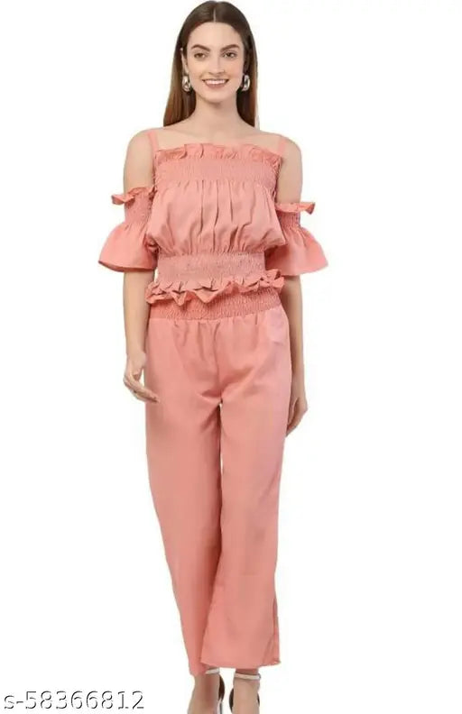 Short sleeve crepe kansai jumpsuit, MEETNEX solid-colored, size S/M/L from India
