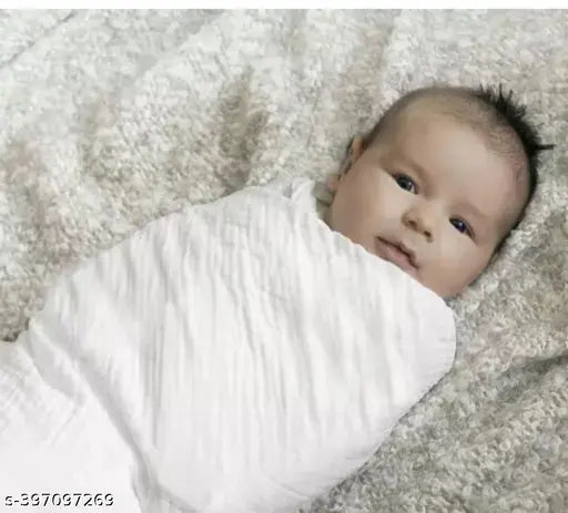 White organic cotton muslin swaddle blanket with newborn baby cat 397097269