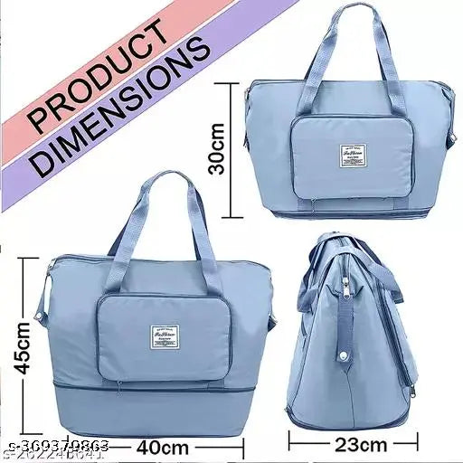 Large expandable waterproof travel bag, blue, gray, pink, green, purple, black, white, red and yellow accents