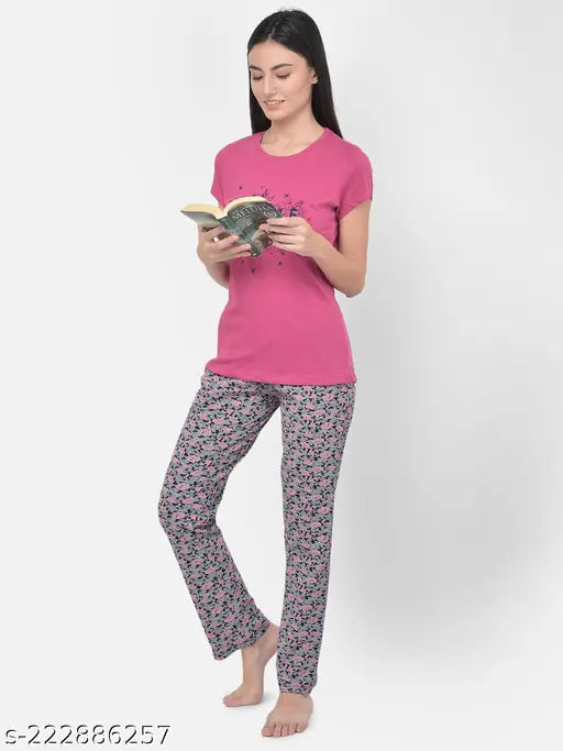 Cotton printed night suit top & pyjama set - Lyra Women, high-quality Indian-made sleepwear for women
