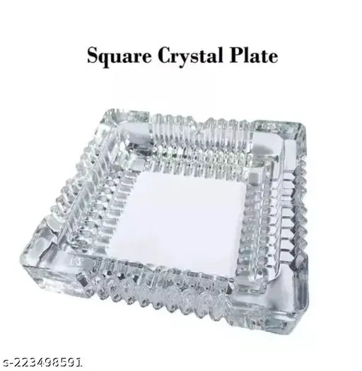 Clear glass Fengshui Vastu crystal turtle with square plate - 8cm, brings good luck, positive energy, prosperity for home decoration and gift items