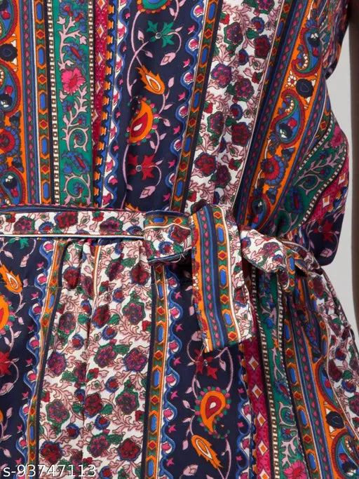 Premium printed crepe jumpsuits for women and girls, short-sleeved Indian designer outfit on hanger