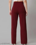 Stylish solid polyester women's trousers, fashion-forward, available in multiple sizes from XS to XL. Indian origin