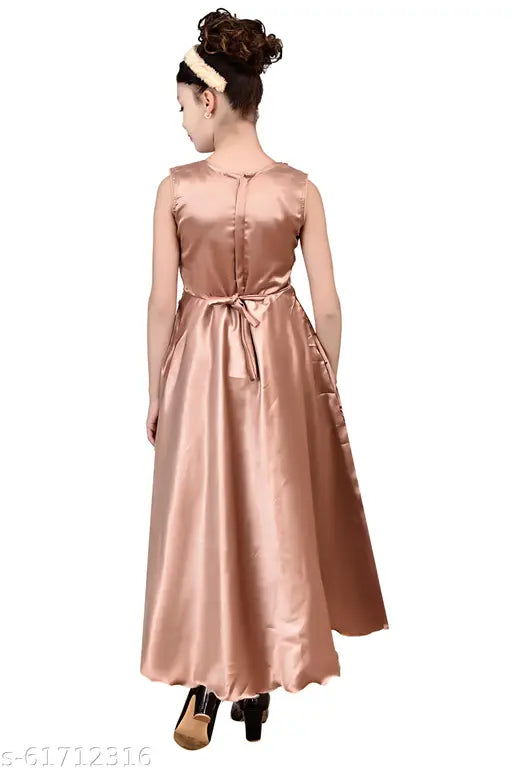 Sleeveless silk embroidered net ethnic gown dress for kids, Indian traditional outfit on mannequin