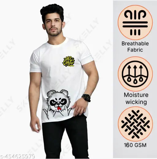 Soft and lightweight men's casual wear t-shirt in micropolyester, 180 gsm by KARIZMA. Short sleeves with permanent non-removable design. Available in sizes S, M, L, XL (36", 38", 40", 42" chest size respectively). Made in India