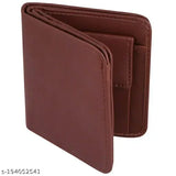 Solid faux leather bi-fold wallet, perfect for men and women, features 2 compartments, free size (11x10 cm), ideal for daily use and gift
