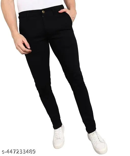 Solid black denim jeans for men - premium, durable, and versatile Indian-made slim fit