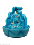 Handcrafted blue Adiyogi Shiva decorative incense holder with free fragrance backflow cones, premium polyresin artisan-made showpiece from India (8cm x 10cm x 11cm)
