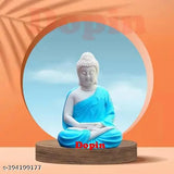 Orange & Blue Premium PolyResin Buddha Statue Combo (5.5-inch), handcrafted Indian religious idols for tabletop art