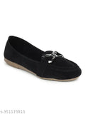 Suede moonwalk stylish bellies for women, solid pattern ballet flats - India