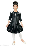 Embellished cotton blend kurti for girls, three-quarter sleeves, Indian traditional style