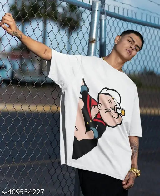 Popeye printed cotton oversized t-shirt, short sleeves, XS-XXXL