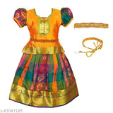 Art Silk Indian Traditional Lehenga Choli Pattu Langa with Applique Embellishments, Includes Waist Belt. Celebrate with Elegance and Next Day Delivery from India