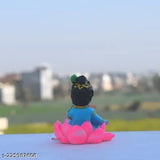 Indian resin Krishna baby lotus statue (5x7x4cm), decorative showpiece for car dashboard or home pooja