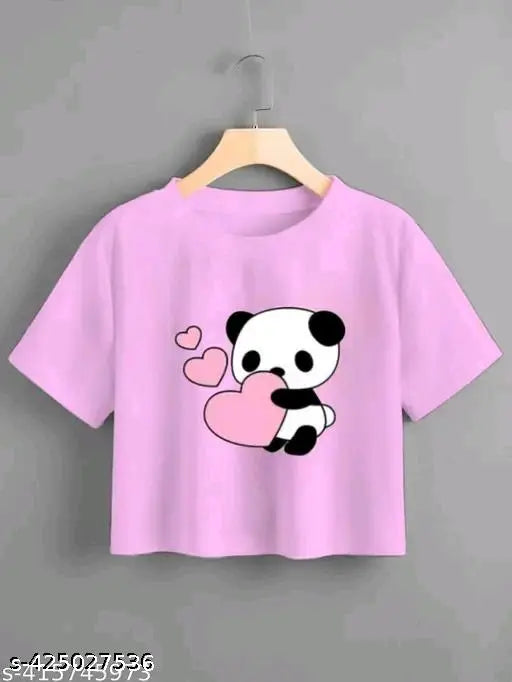Cotton blend printed Tendy crop top & t-shirt for women and girls. Versatile wardrobe essential in new design, perfect for casual outfits with denim jeans and sneakers. Made in India