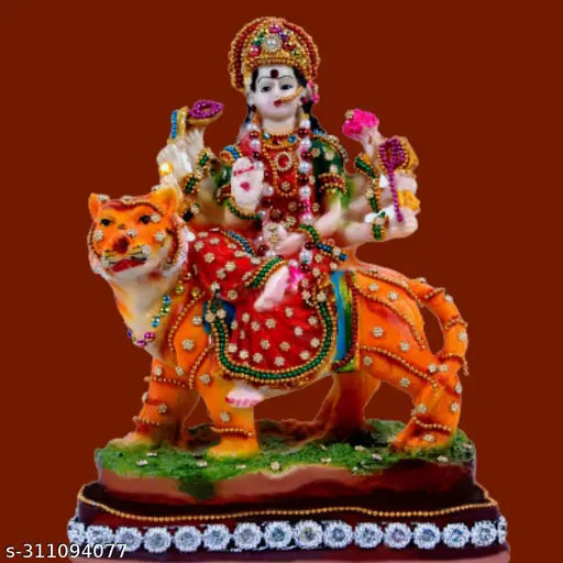 Durga Maa Poly Resin Statue, 9cm x 15cm x 21cm, Goddess Durga Idol for Home