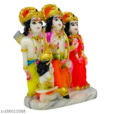 Marble hand-painted Ram Darbar idol for success, Indian art for home or office decor (3x1.5x4 inches)
