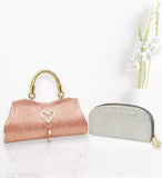 Rose gold sequin clutch, matching wallet and zip closure