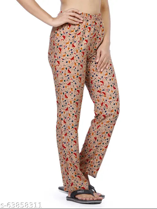 Woman wearing floral print high-waisted pants