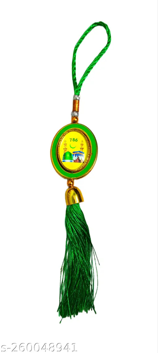 Islamic car dashboard showpiece, handcrafted ornament for car and home decor, Indian art piece with hanging element for office or study table