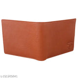 Branded leather wallet for men, faux leatherette, 2 compartments, solid net, free size