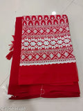 Red georgette lakhnowi pattern saree for women and girls, heavy work thread embroidered, blouse included