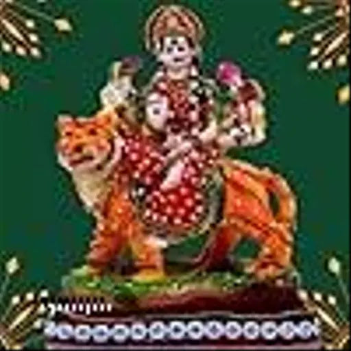 Poly Resin Maa Durga Idol, vibrant decorative Pooja Mandir accessory for home or office. Made in India, perfect gift for festivals and special occasions