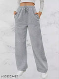 Women's high-waisted joggers, grey sweatpants with pockets, perfect for workouts and relaxation