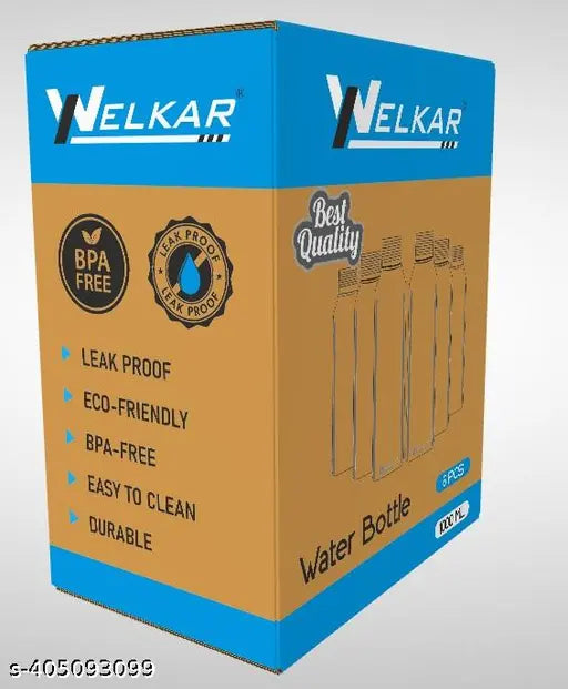 Fridge Bottle Water Bottle Crystal Clear 1 litre, Plastic Fridge Water Bottle Set-Multicolour 1000 ml Bottle Leak proof & break-proof|Best Usage for Office/School/College/Gym/Picnic/Home/Fridge WELKAR (Pack of 6, Multicolor, venise bottle,1000 ml ) 1201