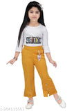 Cotton blend kids fancy clothing set, printed net pattern in three-quarter sleeves for ages 3-8. Adorable children's attire on display." (124 characters)