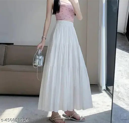 Cotton blend solid net SKT WT skirt for women size 26, 28, or 30 - Indian ethnic fashion