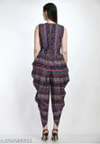 Printed crepe dhoti jumpsuit for Indian women, comfortable fit and sweat-absorbent armpits, Indian-made and color-bleeding resistant