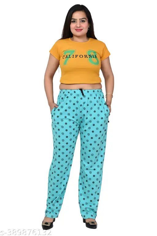 Stylish low-rise women's pyjama pants, black polka dots