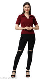 Polycotton women's half sleeve top - solid net, comfortable fit, available in multiple sizes (XS-6XL)