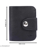 Black PU leather wallet, regular size with 5 card slots, textured pattern for men and women by Wildauk
