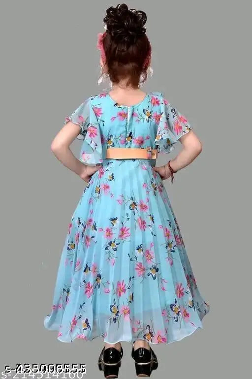 Georgette printed net frocks and gown, vibrant design for girls 3-10 years, comfortable wear for various seasons