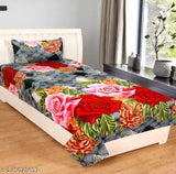 Soft cotton 3D printed microfibre floral flat sheets by Jadim Enterprises (Set of 2), ideal for adults, breathable, warm, and hypoallergenic