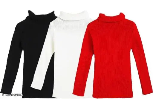 Woolen high neck turtle neck sweater pack for kids (0-7 years), solid colors, warm and comfortable in winters