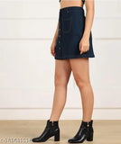 Dark blue denim mini skirt, western style jeans for summer - stretchable, comfortable fit, versatile wardrobe essential