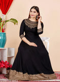 Black kurta with golden floral print