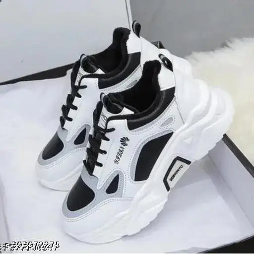 Colorblocked mesh women's casual shoes with lace-up fastening, PVC sole. Size: India 4-8. Made in India